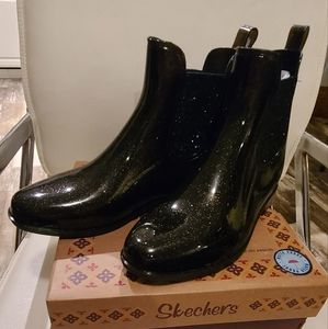 Skechers Solid Waterproof Glitter Rain Boots Puddler Black